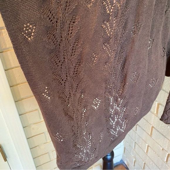 Sundance Long Sleeve Open Front Waterfall Cardigan Sz Petite Large L Open Weave - Picture 2 of 7